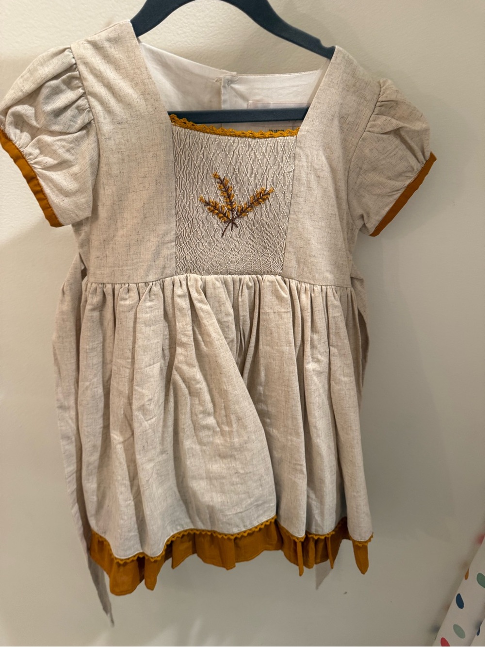 Well Dressed Wolf Fall Dress with Mustard Trim